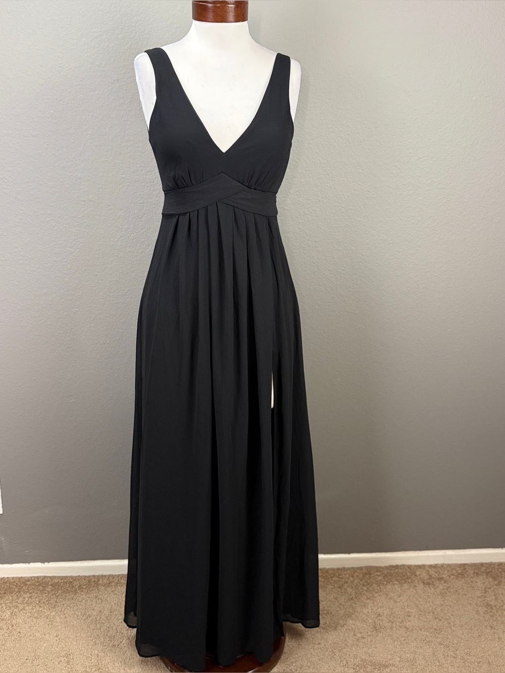 Lulus Gorgeous On Arrival Black Chiffon Cowl Back Maxi Dress Sz XS Formal Prom
